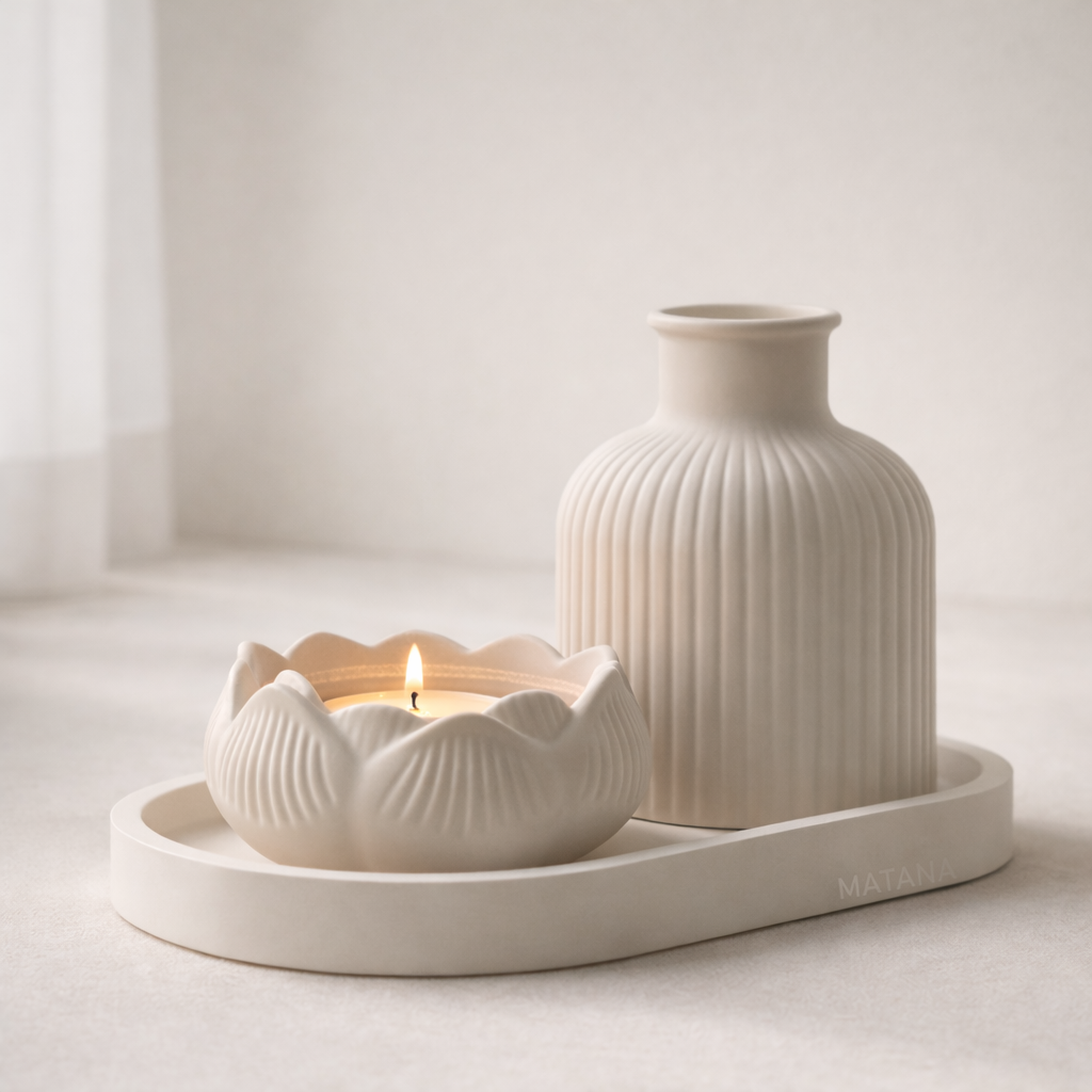 Ribbed Series – Decorative Set – Light – 3-Piece