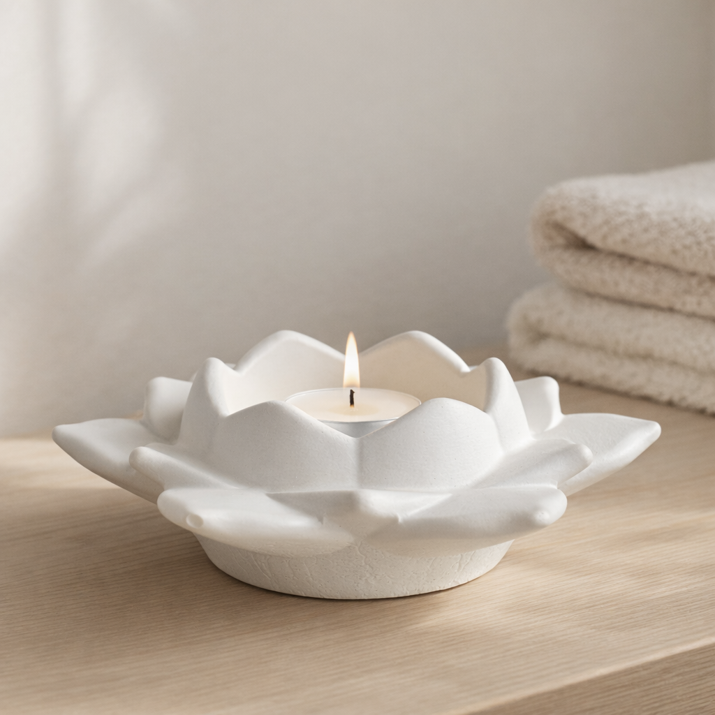 Ribbed Series – Tealight Holder – Lotus – Bloom – Standard
