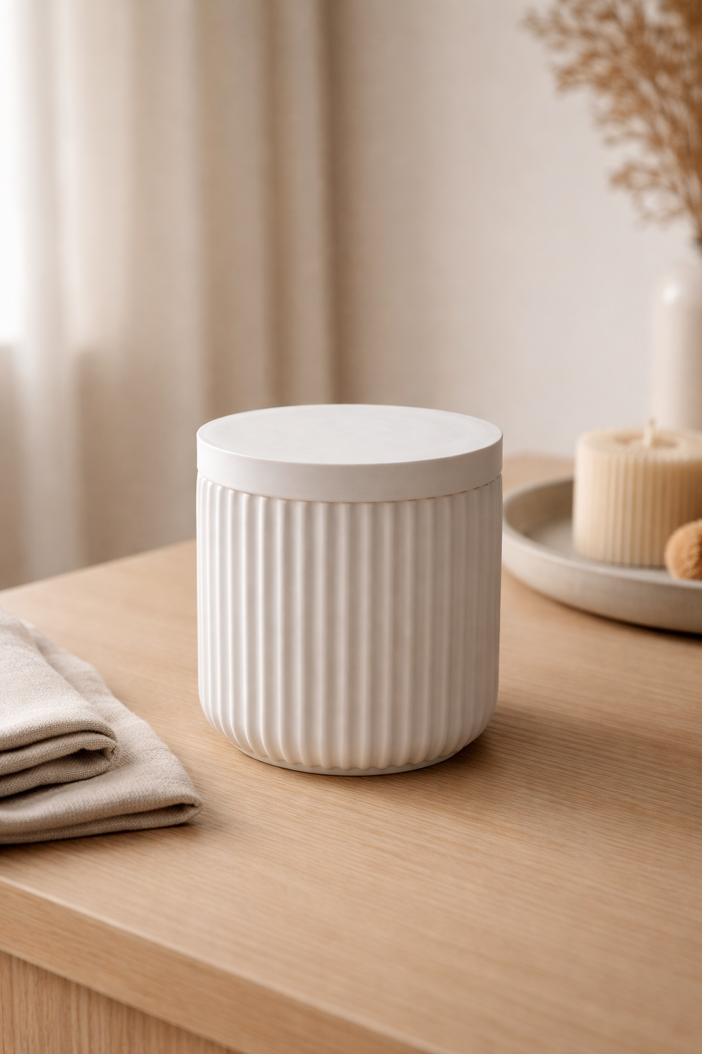 Ribbed Series – Storage Jar – Flat Lid – Tall