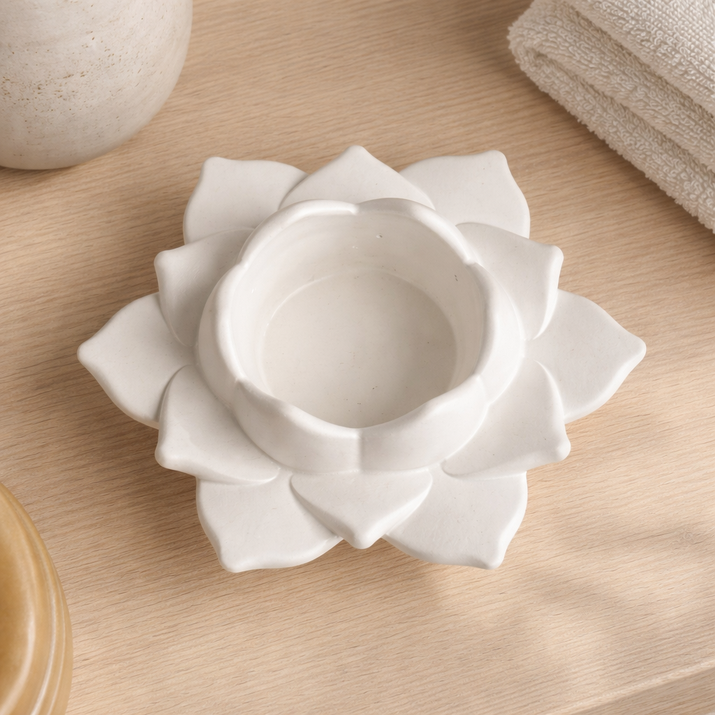 Ribbed Series – Tealight Holder – Lotus – Bloom – Standard