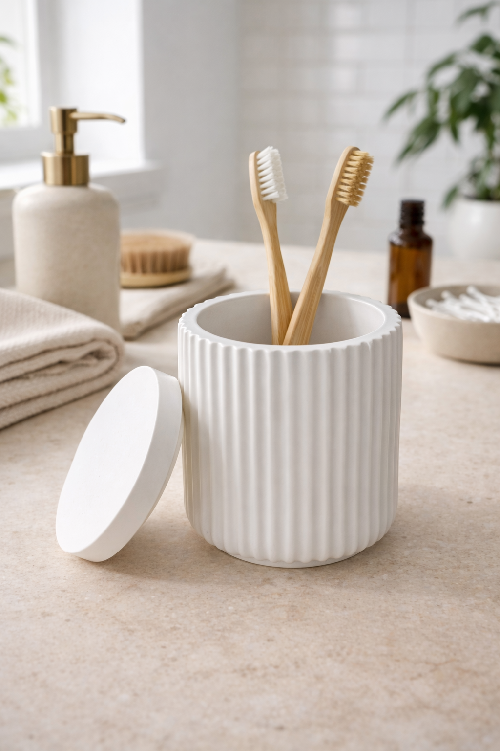 Ribbed Series – Storage Jar – Flat Lid – Tall