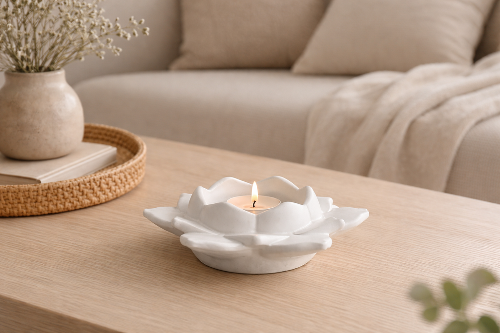 Ribbed Series – Tealight Holder – Lotus – Bloom – Standard