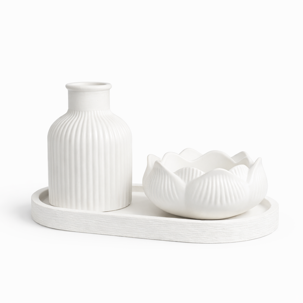 Ribbed Series – Decorative Set – Light – 3-Piece